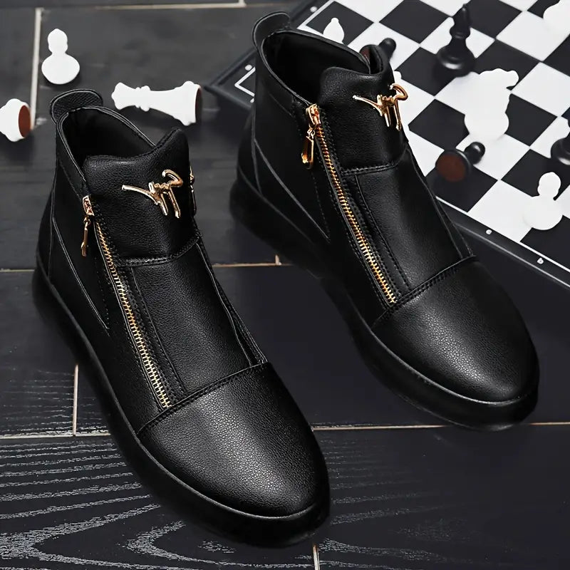 Luxe Zip Leather Sneakers