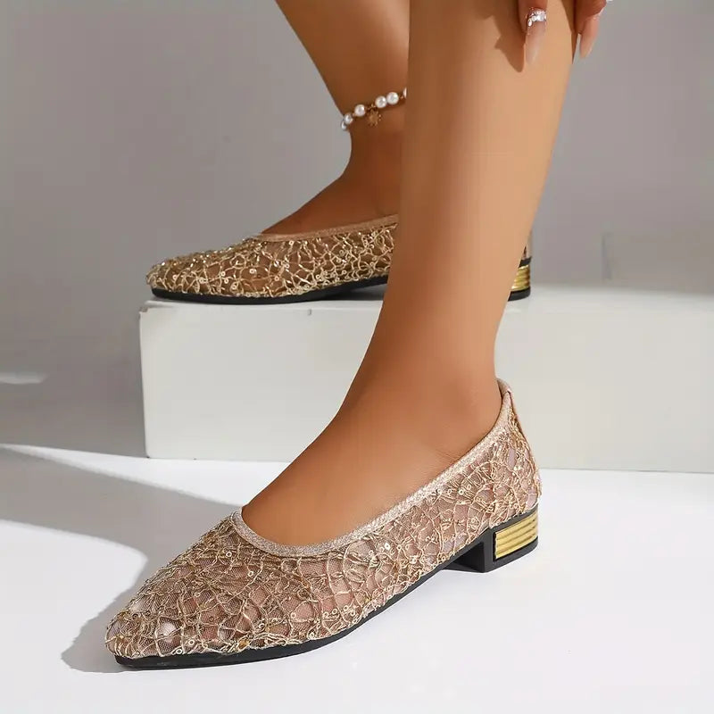 SheerLuxe Embroidered Flats