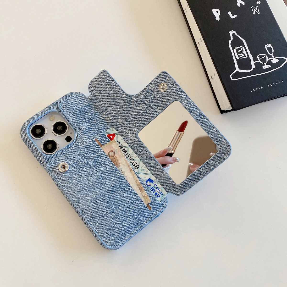 Denim Hub Wallet iPhone Case