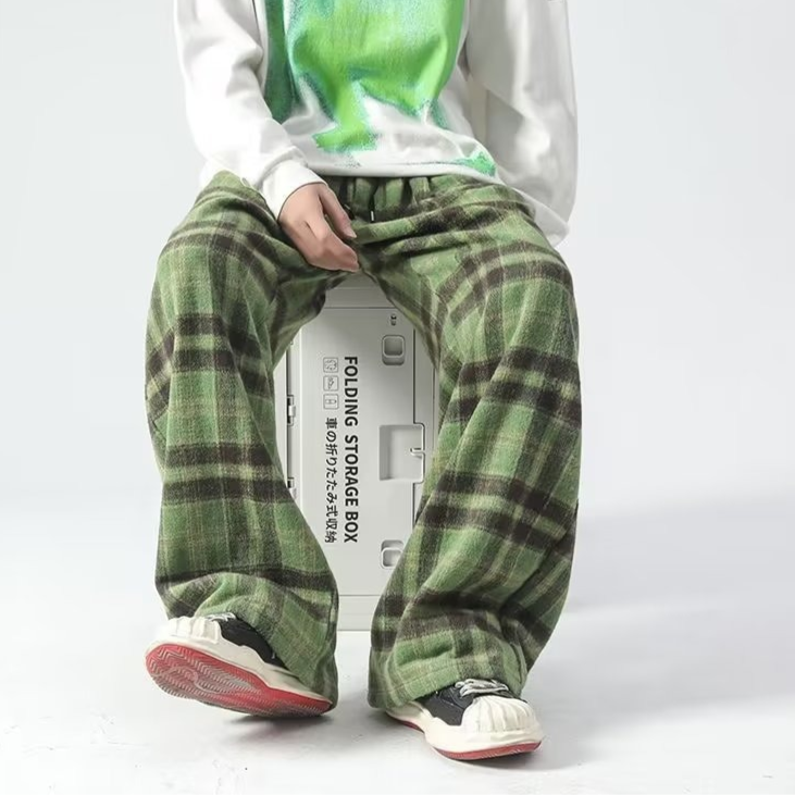 Knox Plaid Wide-Leg Joggers