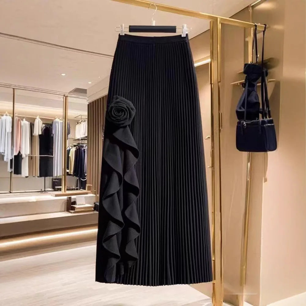 Rosette Knit Midi Skirt