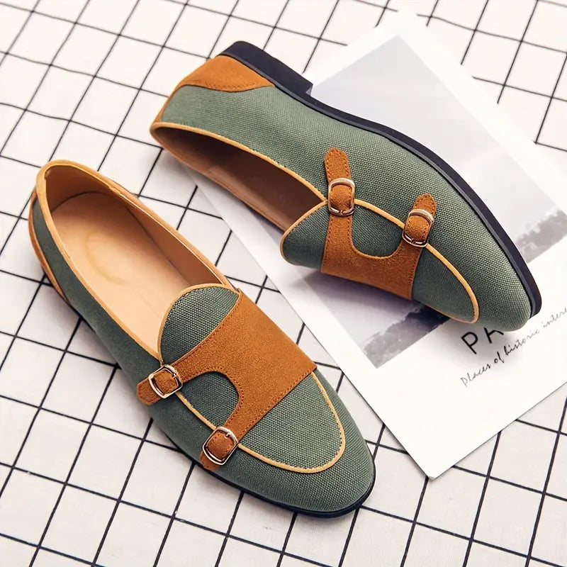 Oxford Canvas Suede Slip-Ons
