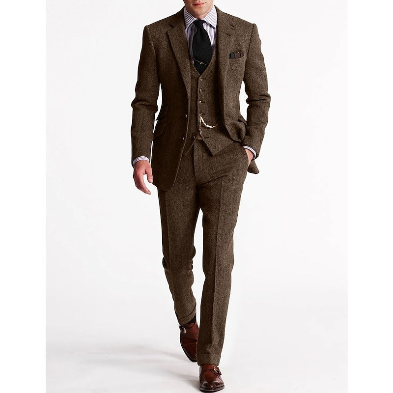 Herringbone Wool 3-Piece Suit