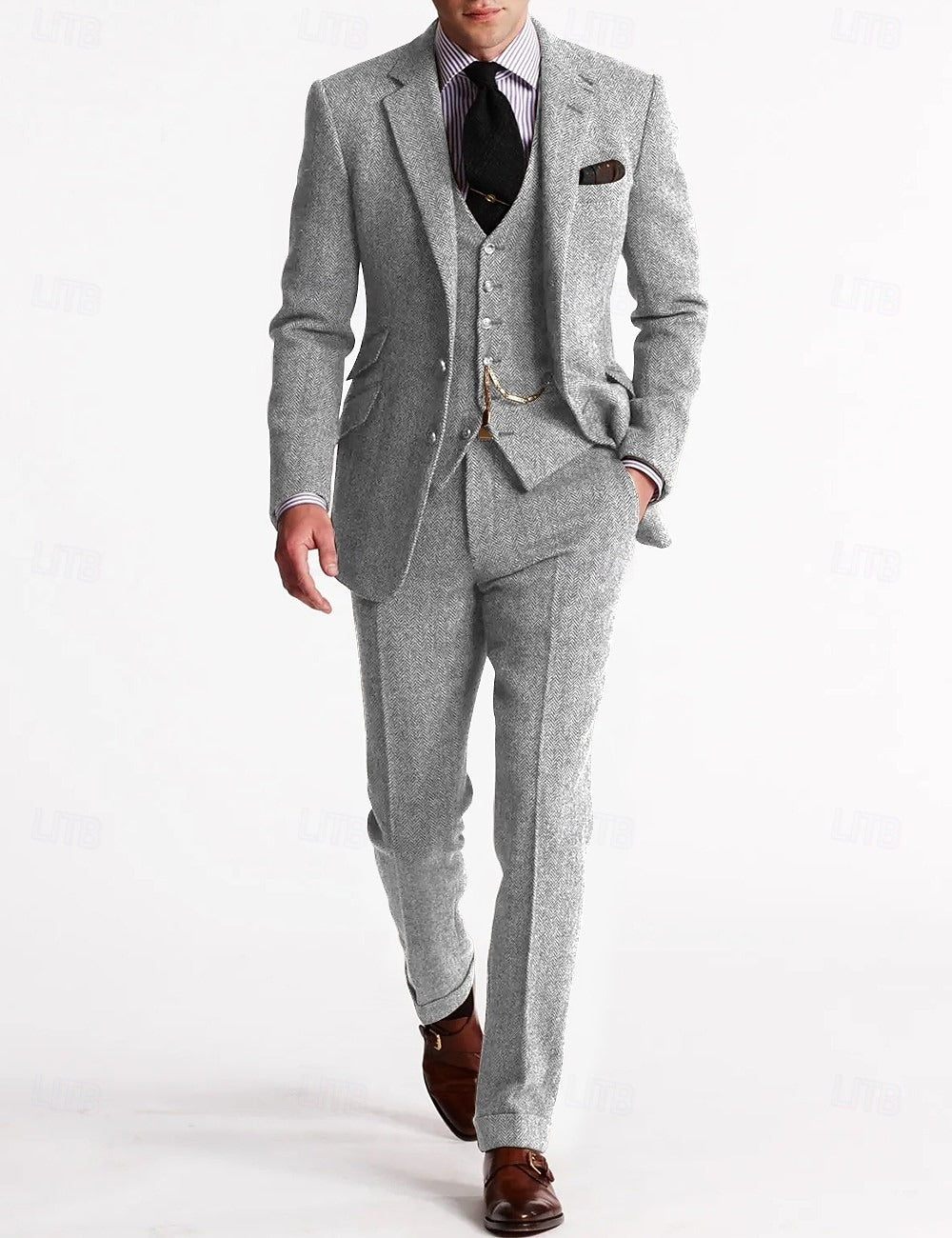 Herringbone Wool 3-Piece Suit