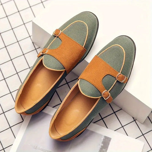 Oxford Canvas Suede Slip-Ons