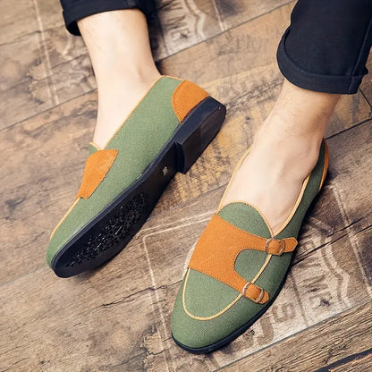 Oxford Canvas Suede Slip-Ons